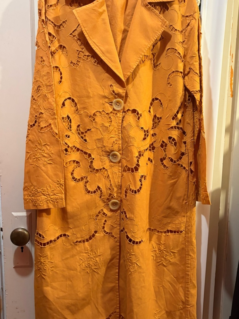 Free People Mustard Embroidered Trench Coat size s - Picture 2 of 11